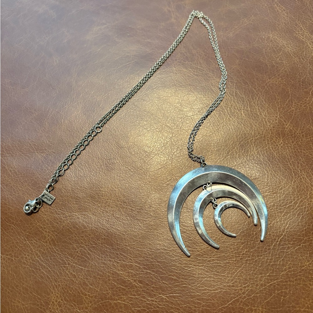 American Eagle Silver Crescent Moon Necklace